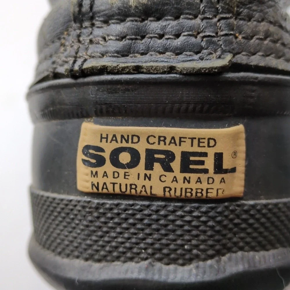 Sorel Shoes Mens Manitou Black 9 Winter Work‎ Boots Wool Lined Natural Rubber